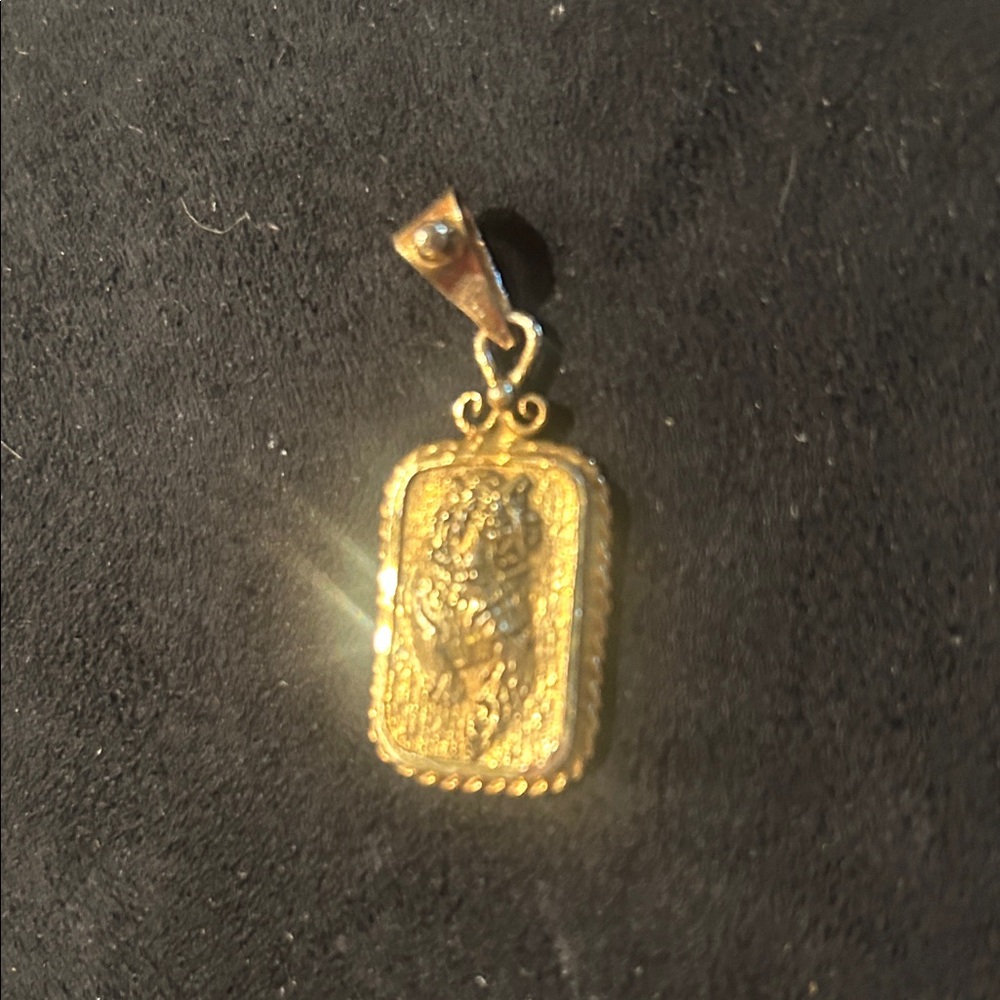 925 Stamped, gold coated  Rectangular Tiger Pendant Necklace - Women Jewelry
